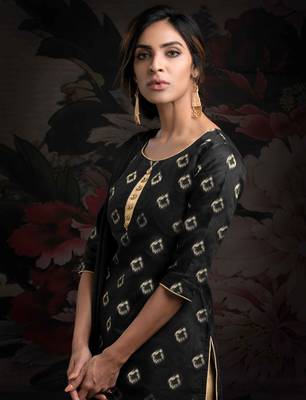 Black printed jacquard salwar 2