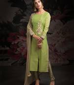 Green printed chanderi salwar