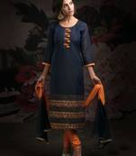 Blue printed chanderi salwar
