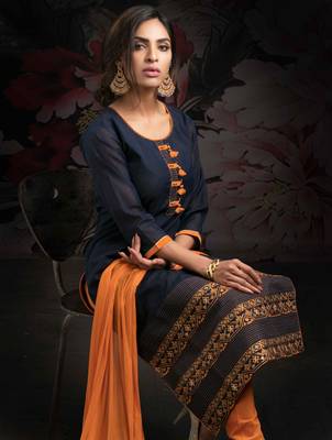 Blue printed chanderi salwar 2