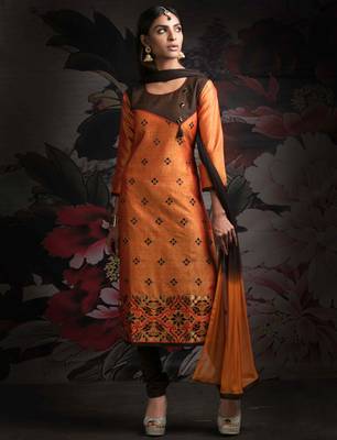 Orange printed cotton salwar 1