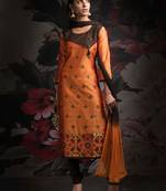 Orange printed cotton salwar