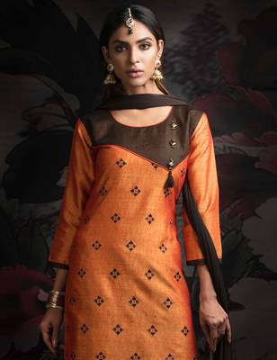 Orange printed cotton salwar 2