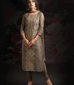 Grey printed chanderi salwar