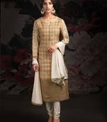 Beige printed jacquard salwar