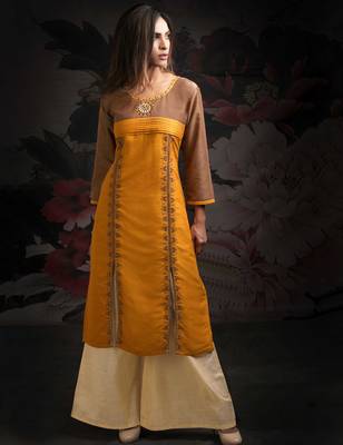 Orange printed chanderi salwar 1