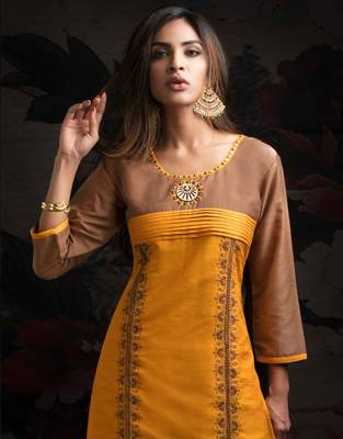 Orange printed chanderi salwar 2
