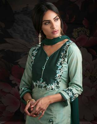 Green printed chanderi salwar 2