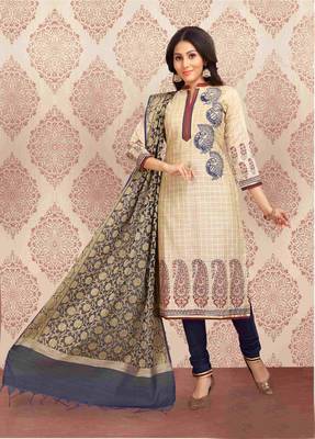 Beige printed cotton salwar 1