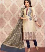 Beige printed cotton salwar