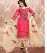 Red printed banarasi silk salwar