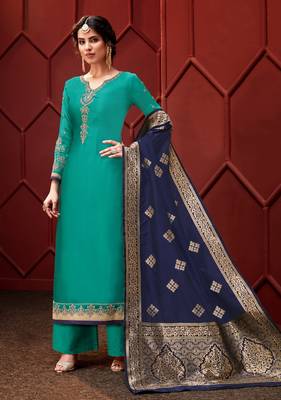 Green printed georgette salwar 1