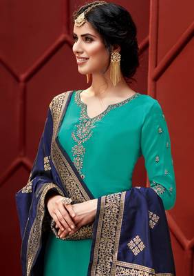 Green printed georgette salwar 2