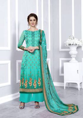 Green printed georgette salwar 1