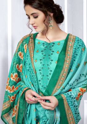 Green printed georgette salwar 2