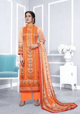 Orange printed georgette salwar 1