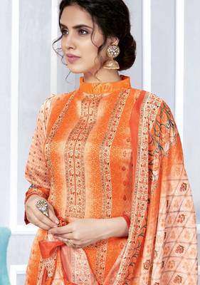 Orange printed georgette salwar 2