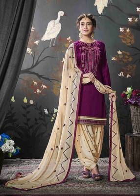 Purple printed cotton salwar 1