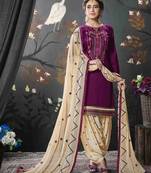 Purple printed cotton salwar