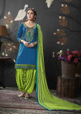Blue printed cotton salwar 1