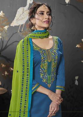 Blue printed cotton salwar 2