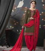 Brown printed cotton salwar