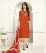 Orange printed cotton salwar