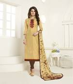 Beige printed cotton salwar