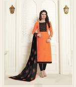 Orange printed cotton salwar