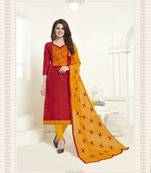 Red printed cotton salwar
