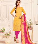 Yellow printed banarasi silk salwar