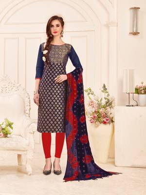 Blue printed banarasi silk salwar 1