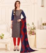 Blue printed banarasi silk salwar
