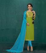 Green printed banarasi silk salwar