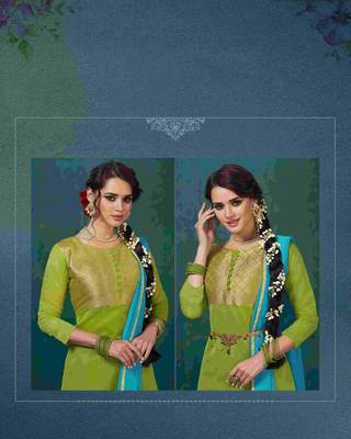 Green printed banarasi silk salwar 2