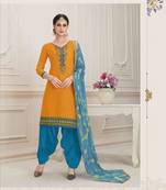 Orange printed cotton salwar