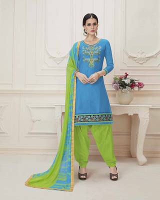 Blue printed cotton salwar 1
