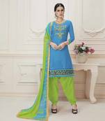 Blue printed cotton salwar