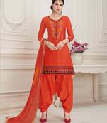 Light-red printed cotton salwar