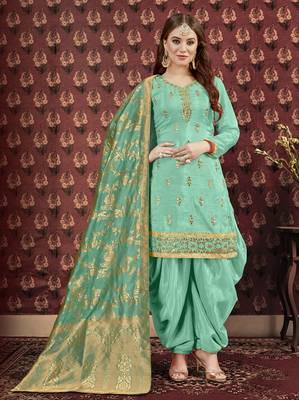 Green printed viscose salwar 1
