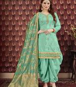 Green printed viscose salwar