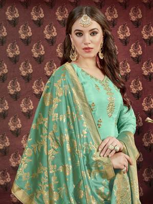 Green printed viscose salwar 2