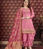 Pink printed viscose salwar