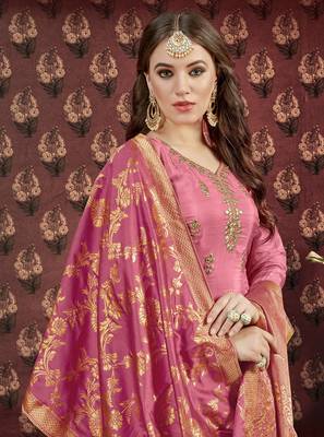 Pink printed viscose salwar 2