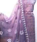 Women's Multicolour Jaal Tassar Silk Organza Stole Unstitched Suit Fabric 