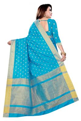 Kimisha Sky Blue Art Silk Jacquard Work Two Tone Saree With Running Blouse 2