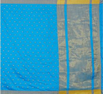 Kimisha Sky Blue Art Silk Jacquard Work Two Tone Saree With Running Blouse 4