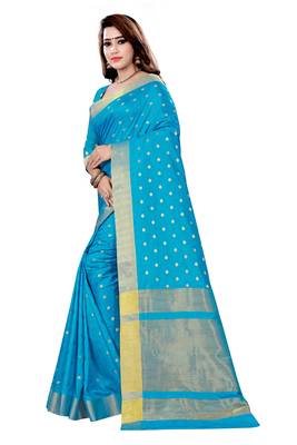 Kimisha Sky Blue Art Silk Jacquard Work Two Tone Saree With Running Blouse 5