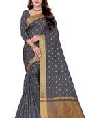 Kimisha Black woven art silk saree with blouse