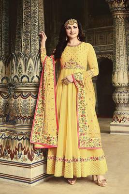 Yellow Embroidered Fancy Fabric Salwar 1